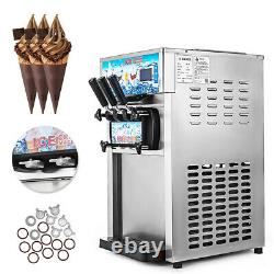 1200W 3 Flavor Soft Ice Cream Machine Commercial Frozen Yogurt Cone Maker CE