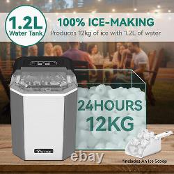 12KG/24H Ice Cube Maker Machine Countertop 1.2L Water Tank for Home Portable