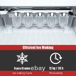 12kg/24h Ice Maker Countertop Ice Machine With Ice Basket & Scoop 1.6L Water Tank
