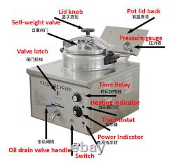 16L Commercial Electric Pressure Fryer Stainless Chicken Chips Frying Machine UK