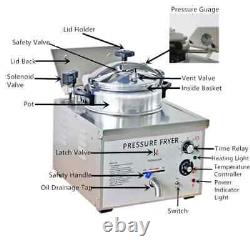 16L Commercial Electric Pressure Fryer Stainless Chicken Chips Frying Machine UK