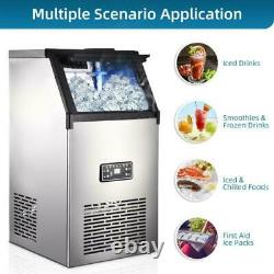 176Lbs Built-in Commercial Ice Maker Stainless Steel Restaurant Ice Cube Machine