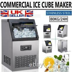 176lbs Ice Maker Stainless Steel Commercial Built-in Restaurant Ice Cube Machine