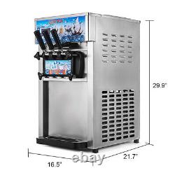 220V Commercial Soft Ice Cream Machine 3 Flavor Frozen Yogurt Cone Maker CE