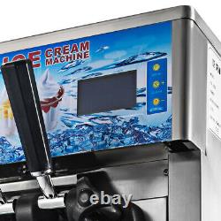 220V Commercial Soft Ice Cream Machine 3 Flavors Frozen Yogurt Cone Maker UK