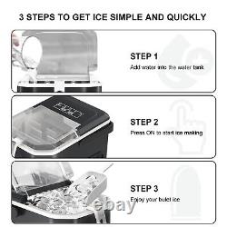 2L 12KG/24H Counter-top Electric Ice Cube Maker Machine 40dB Auto Self-Cleaning