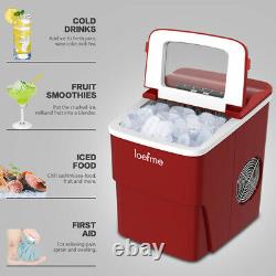 2L Red Ice Maker Machine Automatic Electric Ice Cube Maker Countertop 12KG/24H