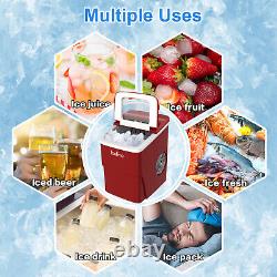 2.0L Ice Maker Machine Automatic Electric Ice Cube Maker Countertop 12KG/24H Red