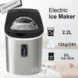 2.2L Quick Ice Making Machine Countertop Ice Cube Maker Portable Stainless Steel