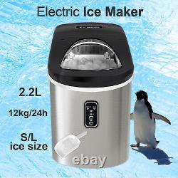 2.2L Quick Ice Making Machine Countertop Ice Cube Maker Portable Stainless Steel