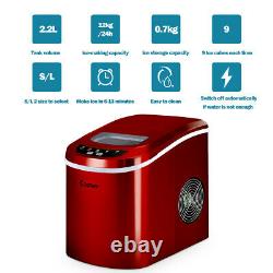 2.2L Red Portable Electric Ice Cube Maker Machine 12KG Commercial Home Bar