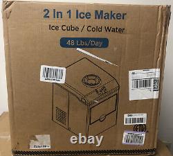 2 in 1 Countertop Ice Cube Maker 48lbs/Day with Water Dispenser Combo Machine
