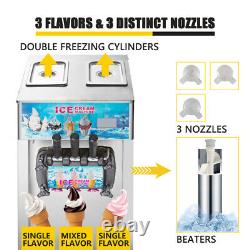 3 Flavor 1200W Frozen Yogurt Cone Maker Commercial Soft Ice Cream Machine CE