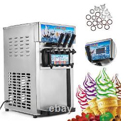 3 Flavor Soft Ice Cream Machine Frozen Yogurt Cone Maker 1200W 18L/H Commercial
