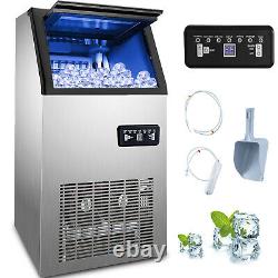60Kg/Day Commercial Ice Cube Maker Machine Auto Counter Bar Stainless Steel 410W