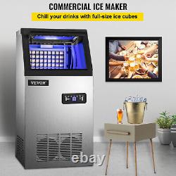60Kg/Day Commercial Ice Cube Maker Machine Auto Counter Bar Stainless Steel 410W