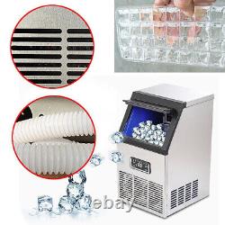 AC110V 220V 60KG Auto Commercial Ice Maker Cube Machine Stainless Steel Bar 230W