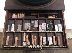 Antique Boye Sewing Machine Needle Countertop Display Case with Drawer & Supplies