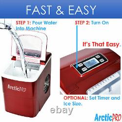 Arctic-Pro Portable Digital Quick Ice Maker Machine, Red, Makes 2 Ice Sizes