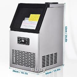 COMMERCIAL ICE MAKER AUTO STAINLESS STEEL MACHINE FREE Ice Scoop 60/70/80KG/24HR