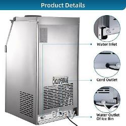 COMMERCIAL ICE MAKER STAINLESS STEEL MACHINE 80KG/24HR FREE Ice Crusher & Scoop