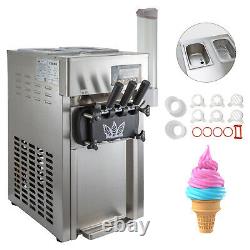 Commercial 3 Flavors Soft Ice Cream Machine Countertop LCD Panel One-Click Clean