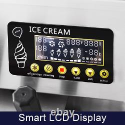 Commercial 3 Flavors Soft Ice Cream Machine Countertop LCD Panel One-Click Clean