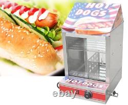 Commercial Electric Hot Dog Steamer Machine & Bun Warmer Display Showcase