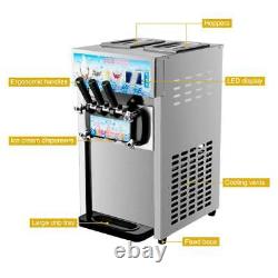 Commercial Soft Serve Ice Cream Machine 3 Flavors 18L/H Ice Cream Maker SS