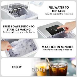 Counter Top Ice Maker Machine Self-Cleaning, 9 Ice Cubes 26Lbs Bullet Ice Scoop