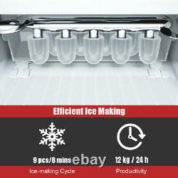 Countertop Ice Cube Maker 12kg/h Portable Ice Machine WithScoop & Removable Basket