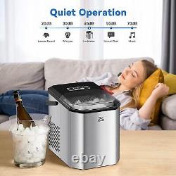 Countertop Ice Maker Electric Ice Cube Making Machine Fast 26lbs in 24Hrs Silver