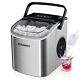 Countertop Ice Maker Machine Handle 25.5lbs in 24Hrs9 Cubes Ready 6 Mins Silver