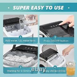 EUHOMY Ice Maker Machine Countertop Ice Cube Maker with Portable Handle