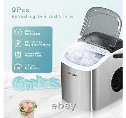 EUHOMY Ice Maker Machine Countertop Ice Cube Maker with Self-Cleaning Function