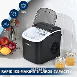 EUHOMY Ice Maker Machine Countertop with Handle, 26Lbs/24H, 9 Bullet Ice Cubes R