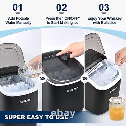 EUHOMY Ice Maker Machine Countertop with Handle, 26Lbs/24H, 9 Bullet Ice Cubes R