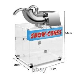 Electric Snow Cone Maker Shaved Ice Machine with Dual Blades & Large Acrylic Box