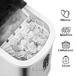 Euhomy Ice Maker Machine Countertop, 26 lbs in 24 Hours, 9 Cubes Ready in 6-8 Min