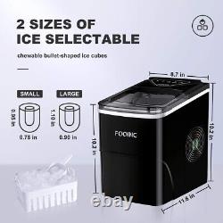 FOOING Countertop Ice Maker Machine Portable 2L, 9 Cubes in 6mins Self Cleaning