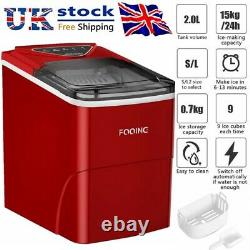 FOOING Digital Ice Machine Ice Cube Maker Counter Top for Home Bar Kitchen Red