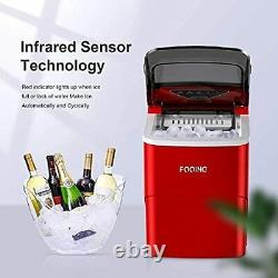 FOOING Ice Maker Machine with Self Cleaning in Red