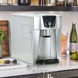 HOMCOM Ice Maker Machine and Water Dispenser No Plumbing Required Silver