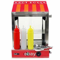 Hot Dog Cart Cooker Electric Warmer Machine Hotdog Commercial Display Free Tools