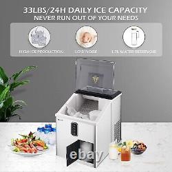 IKER Ice Makers Countertop 2 in 1 Ice Maker & Shaver Machine-33lbs/24H 12 Bul