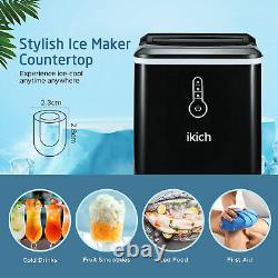 IKICH Countertop Ice Maker Portable Ice Cube Making Machine 26lbs/24H Home Bar