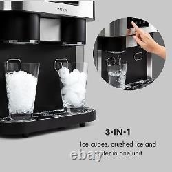 Ice Cube Machine Maker Countertop Crusher Snow Cone Bar Stainless Steel Black