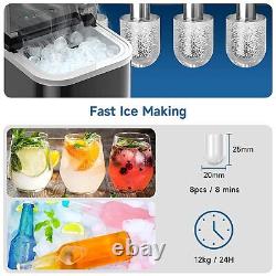 Ice Maker Machine Countertop Ice Cube Maker with LED Display Make 12kg 24 Hrs