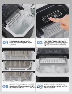 Ice Maker Machine Countertop for Home, Compact Ice Cube Maker with Portable Hand