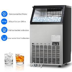 Ice Maker Machine Stainless Steel Ice Cube Maker Self-Cleaning Ice Machine